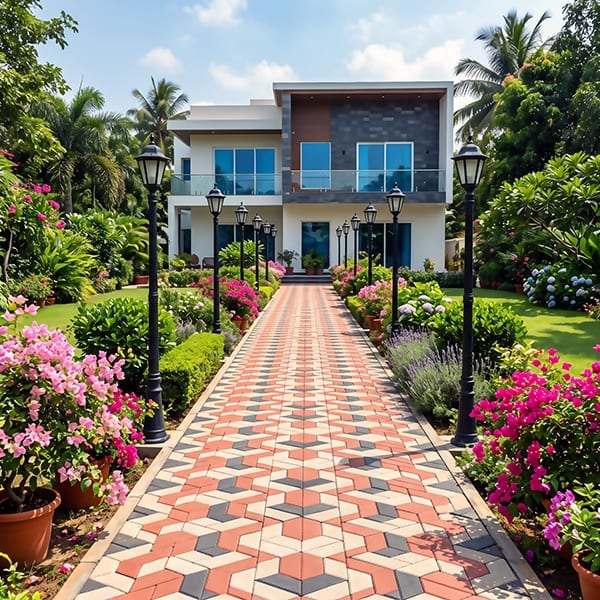 Grand Estate Promenade - Suburban Private Estate Walkway and Gardens