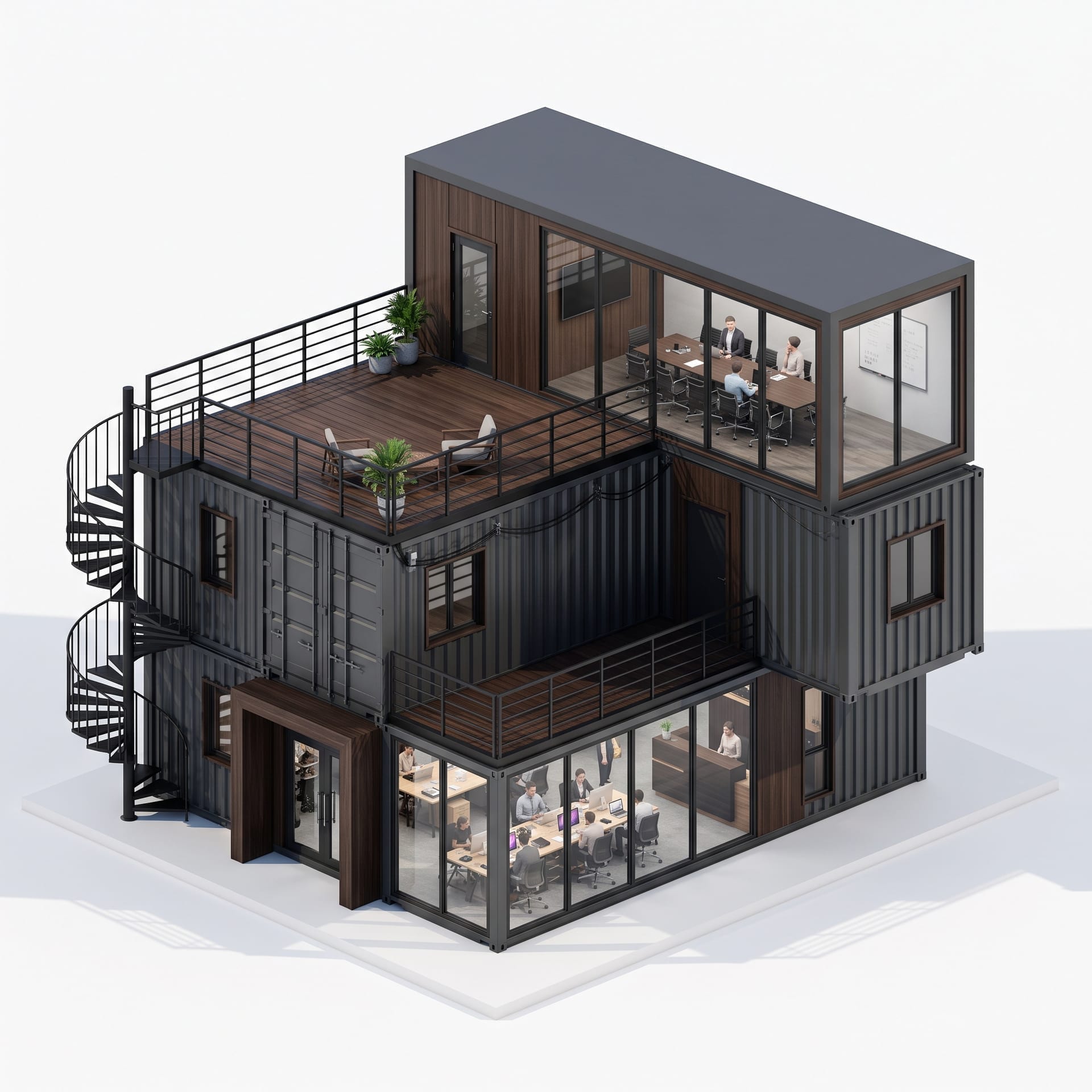 Modern Container Corporate Hub - Multi-Story Modular Office Complex in Commercial Corridors, Dhaka