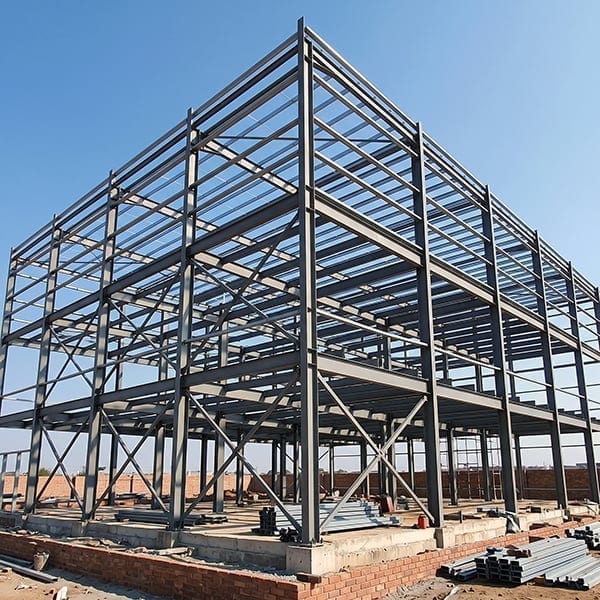 Urban Commercial Frame Construction - Steel Structure in Urban Development Site