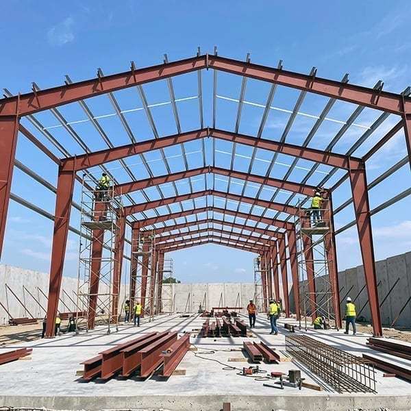 Heavy Industrial Facility Assembly - Steel Structure in Industrial Construction Site